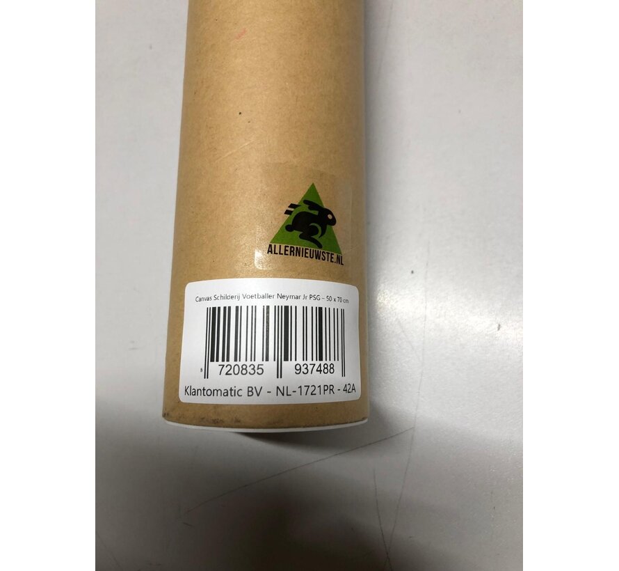 Allernieuwste.nl® Canvas Schilderij Voetballer Neymar Jr PSG – 50 x 70 cm - Voetbal Portret Sport Wanddecoratie – Muurdecoratie