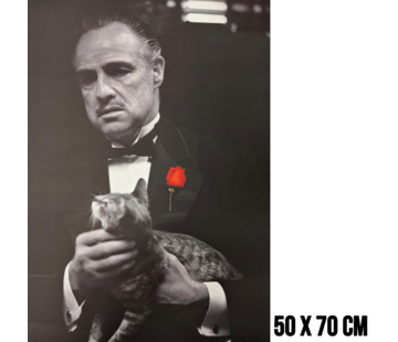 Allernieuwste.nl Canvas Schilderij The Godfather Vito Corleone Zwart Wit – 50 x 70 cm