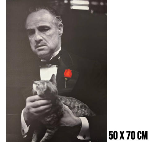 Allernieuwste.nl Allernieuwste.nl® Canvas Schilderij The Godfather Vito Corleone – 50 x 70 cm - Zwart Wit Rode Roos Film Wanddecoratie – Muurdecoratie