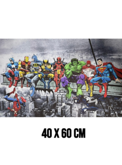 Allernieuwste.nl Canvas Schilderij Superhelden Lunch Skyscraper – 40 x 60 cm