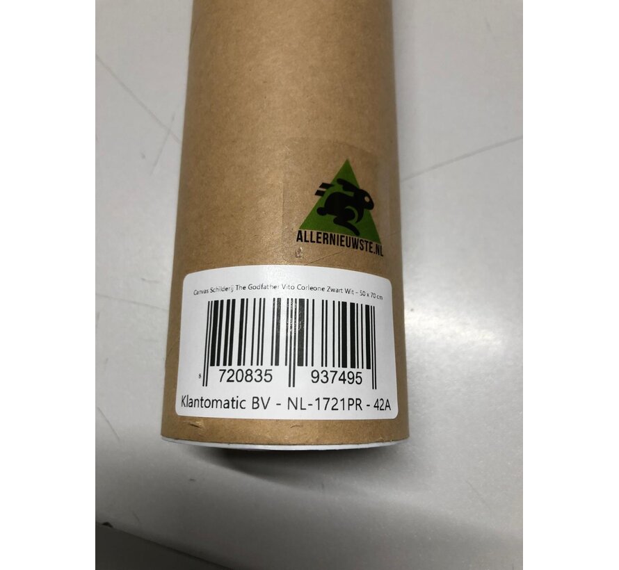 Allernieuwste.nl® Canvas Schilderij The Godfather Vito Corleone – 50 x 70 cm - Zwart Wit Rode Roos Film Wanddecoratie – Muurdecoratie