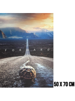 Allernieuwste.nl Canvas Schilderij Motivatie Poster Schildpad FORWARD – 50 x 70 cm