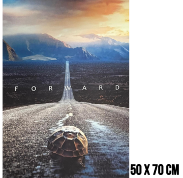 Allernieuwste.nl Canvas Schilderij Motivatie Poster Schildpad FORWARD – 50 x 70 cm