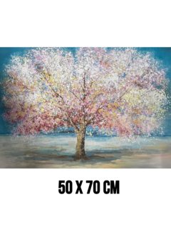 Allernieuwste.nl Canvas Schilderij Abstracte Roze Boom Bloesemboom – 50 x 70 cm