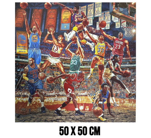 Allernieuwste.nl Allernieuwste.nl® Canvas Schilderij Basketbalspelers ‘’This Is Why We Play’’ – 50 x 50 cm – Basketbaltoppers – Sport – Wanddecoratie – Muurdecoratie