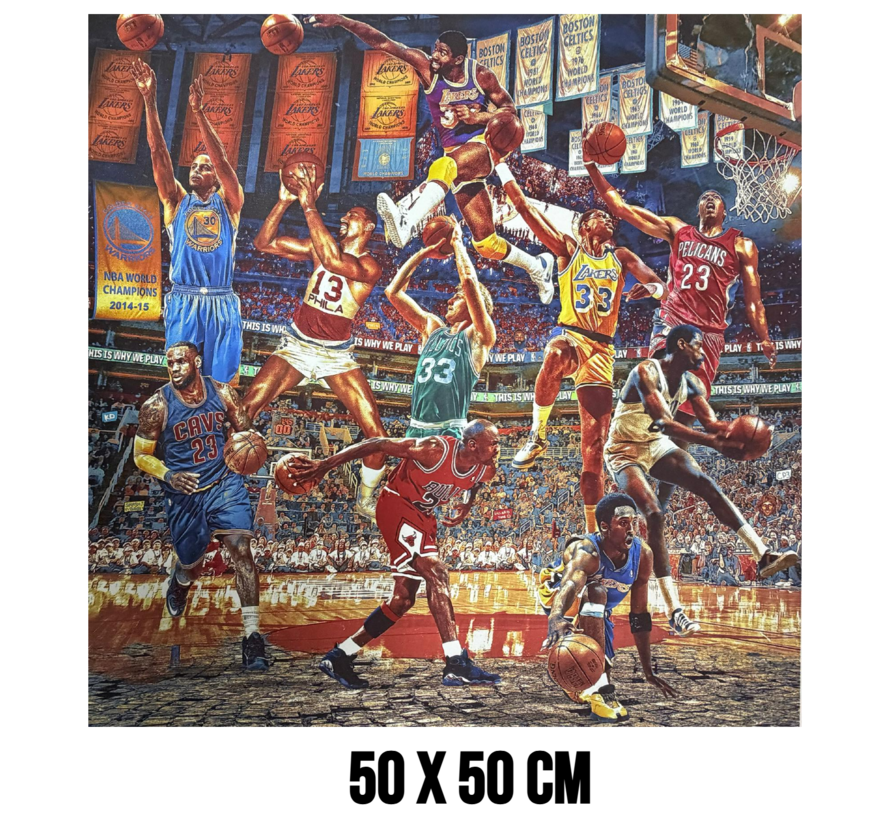 Allernieuwste.nl® Canvas Schilderij Basketbalspelers ‘’This Is Why We Play’’ – 50 x 50 cm – Basketbaltoppers – Sport – Wanddecoratie – Muurdecoratie