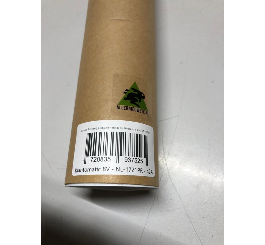 Allernieuwste.nl® Canvas Schilderij Abstracte Roze Boom Bloesemboom – 50 x 70 cm - Abstract Bloesem Wanddecoratie – Muurdecoratie