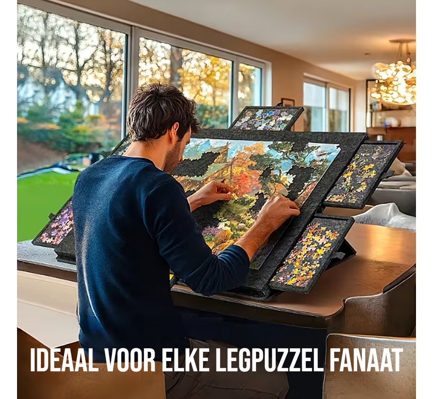 Allernieuwste.nl® Legpuzzel Bord met 4 Lades – Puzzel Organizer & Puzzeltafel – Donkergrijs