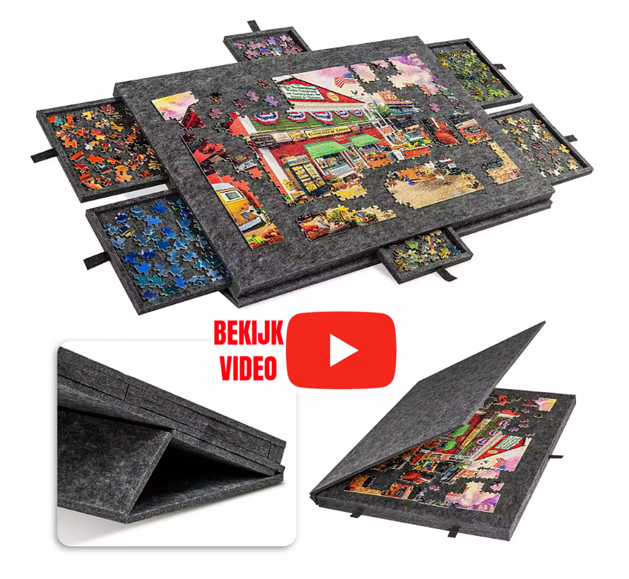 Allernieuwste.nl® Legpuzzel Bord met 4 Lades – Puzzel Organizer & Puzzeltafel – Donkergrijs