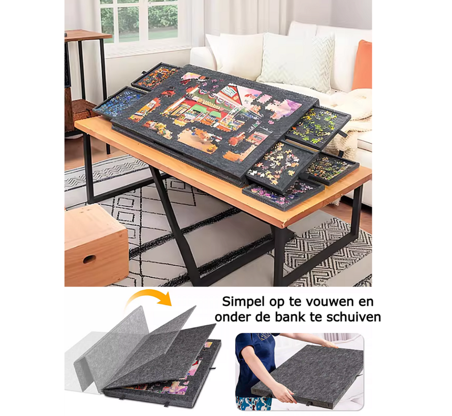 Allernieuwste.nl® Legpuzzel Bord met 4 Lades – Puzzel Organizer & Puzzeltafel – Donkergrijs