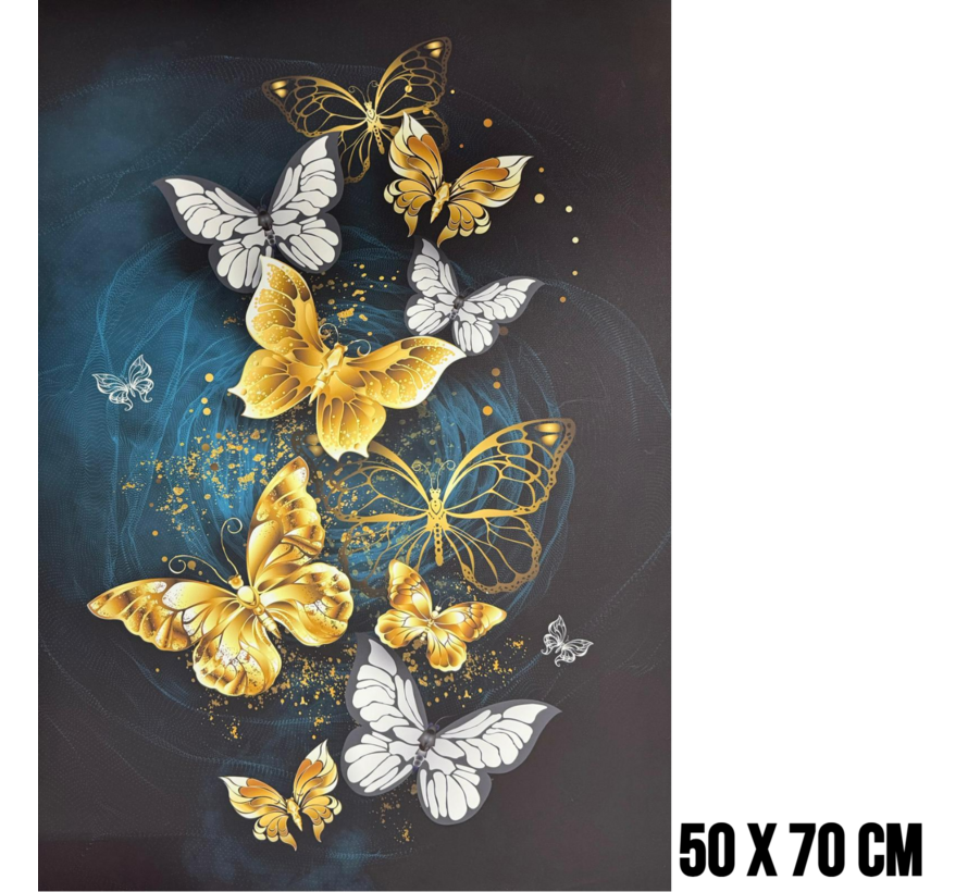 Allernieuwste.nl® Canvas Schilderij Vlinderfamilie 2 - 50 x 70 cm - Kleurrijke Natuur Wanddecoratie – Dieren – Muurdecoratie