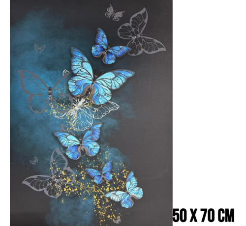 Allernieuwste.nl Allernieuwste.nl® Canvas Schilderij Vlinderfamilie 3 - 50 x 70 cm - Kleurrijke Natuur Wanddecoratie – Dieren – Muurdecoratie