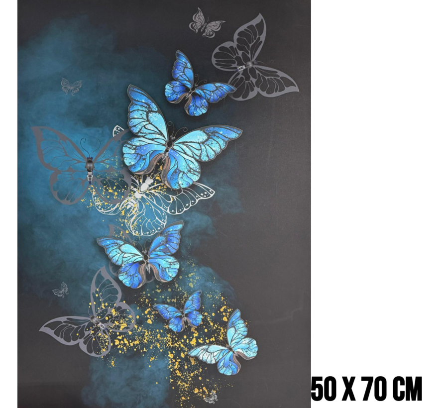 Allernieuwste.nl® Canvas Schilderij Vlinderfamilie 3 - 50 x 70 cm - Kleurrijke Natuur Wanddecoratie – Dieren – Muurdecoratie
