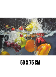 Allernieuwste.nl Canvas Schilderij Splashing Fruit – 50 x 75 cm
