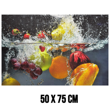 Allernieuwste.nl Canvas Schilderij Splashing Fruit – 50 x 75 cm