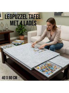 Allernieuwste.nl Legpuzzel Bord met 4 Lades – Lichtgrijs