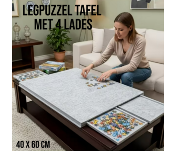 Allernieuwste.nl Legpuzzel Bord met 4 Lades – Lichtgrijs