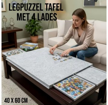 Allernieuwste.nl Legpuzzel Bord met 4 Lades – Lichtgrijs