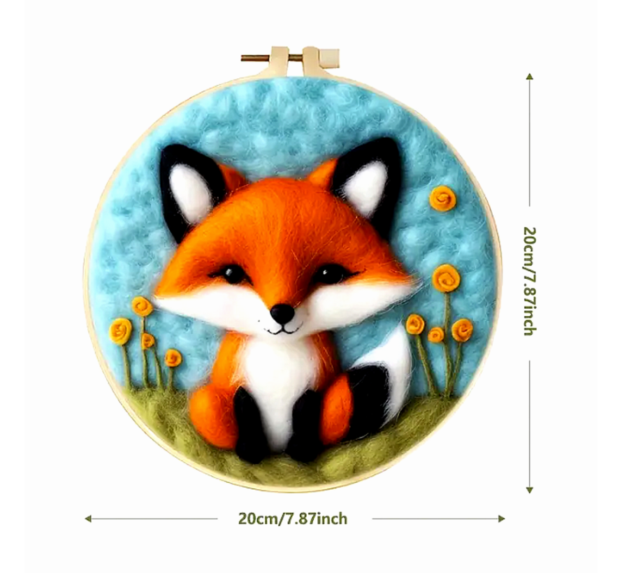 DIY Naaldvilt Wolvilt Pakket Vosje – Complete Starterset – Met Wol, Naalden, Borduurring & Handleiding – Creatief Hobbypakket voor Beginners & Gevorderden