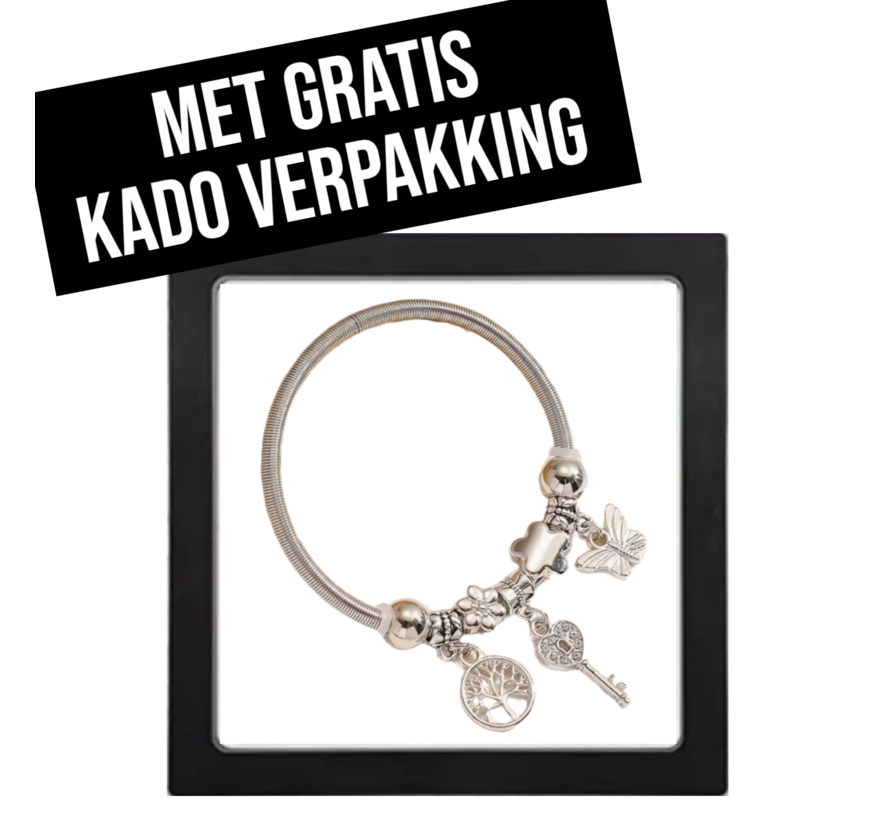 LaGloss® Boho Bedelarmband Verzilver - Dames - Incl Luxe Cadeauverpakking - Bedel Armband Zilver Plated