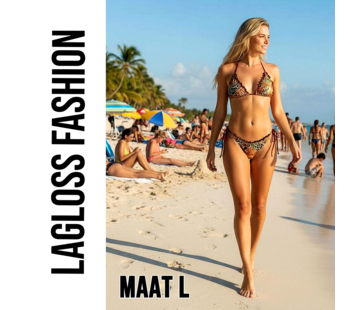 LaGloss 2-Delig Sexy Luipaardprint Bikini set Zwart Bruin – Maat L