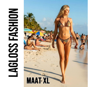 LaGloss 2-Delig Sexy Luipaardprint Bikini set Zwart Bruin – Maat XL