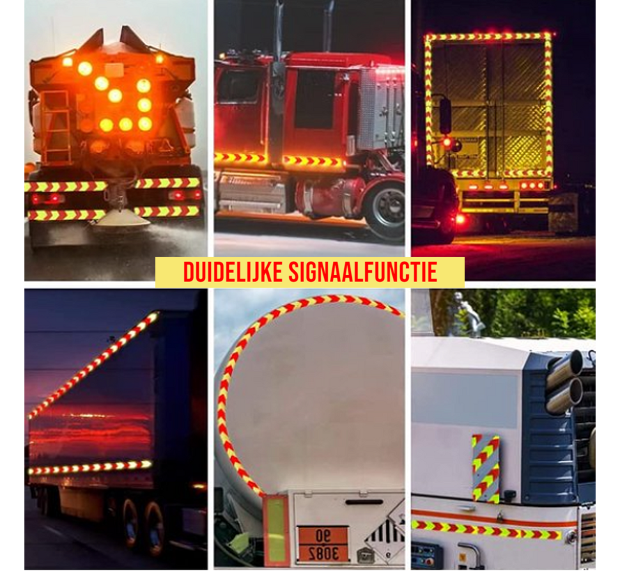 2 Rollen Reflecterende Tape Stickers Veiligheidstape – 10 cm x 1mtr - Reflectie Reflector Plakband - Geel-Rood - 2 Rollen