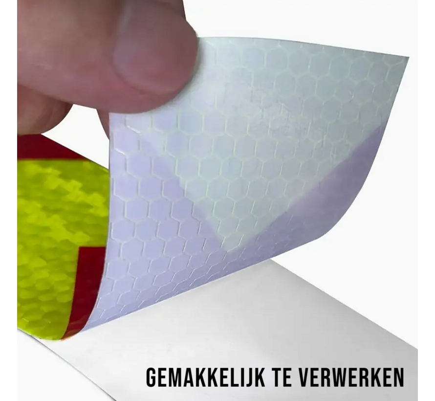 2 Rollen Reflecterende Tape Stickers Veiligheidstape – 10 cm x 1mtr - Reflectie Reflector Plakband - Geel-Rood - 2 Rollen