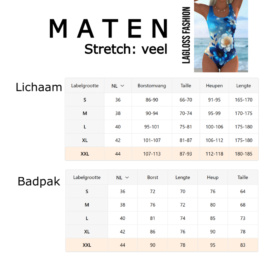 LaGloss® Eendelig Blauw-Witte Bloemen Dames Badpak met Open Rug - Sexy Zwempak – Badkleding – Strandmode – Beach Fashion – Maat M