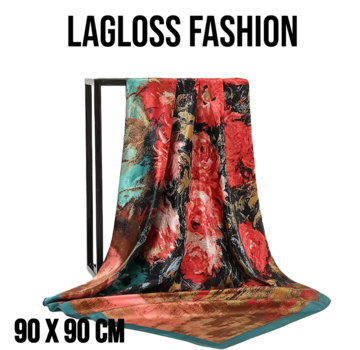 LaGloss Elegante Vierkante Dames Paisley Sjaal – Meerkleurig – 90 x 90 cm