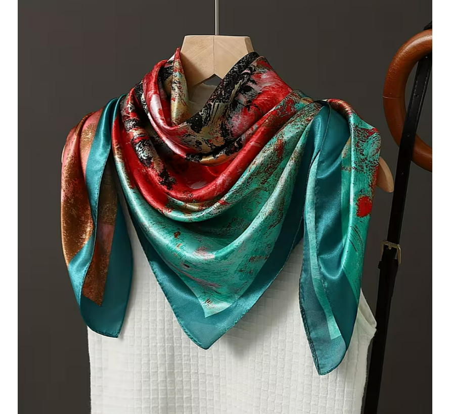 LaGloss® Elegante Zachte Vierkante Dames Paisley Sjaal – Meerkleurig – 90 x 90 cm