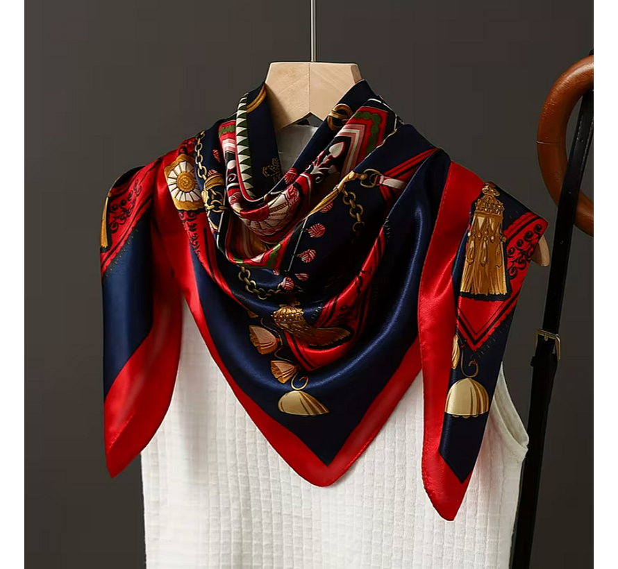 LaGloss® Modieuze Vierkante Dames Sjaal Groen Blauw – Dunne Omslagdoek – 90 x 90 cm