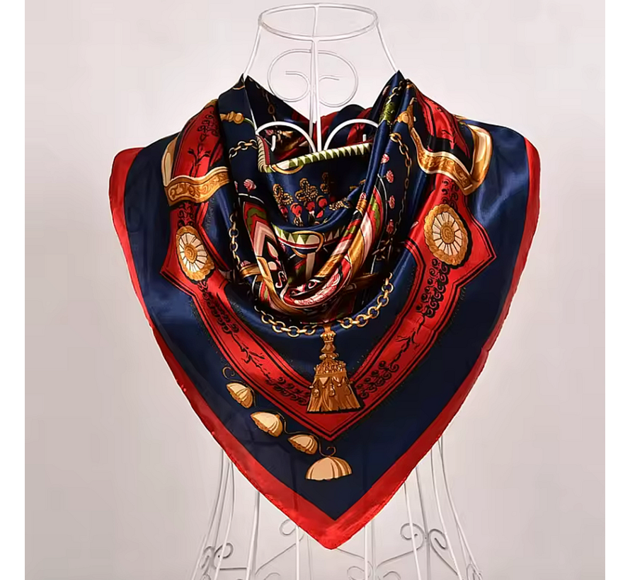 LaGloss® Modieuze Vierkante Dames Sjaal Groen Blauw – Dunne Omslagdoek – 90 x 90 cm