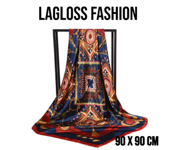 LaGloss Modieuze Vierkante Dames Sjaal Groen Blauw – 90 x 90 cm