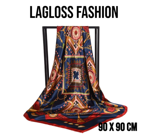 LaGloss LaGloss® Modieuze Vierkante Dames Sjaal Groen Blauw – Dunne Omslagdoek – 90 x 90 cm