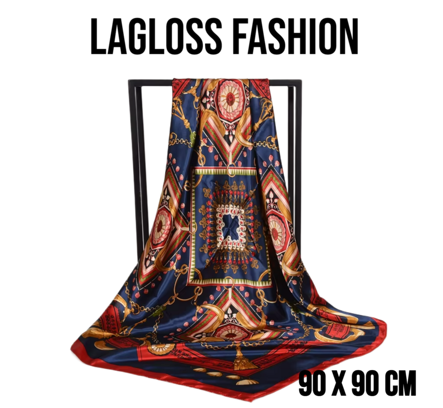 LaGloss® Modieuze Vierkante Dames Sjaal Groen Blauw – Dunne Omslagdoek – 90 x 90 cm