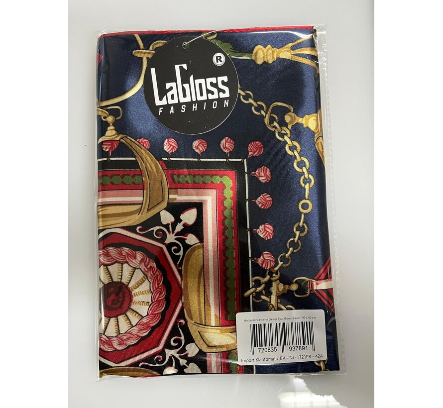 LaGloss® Modieuze Vierkante Dames Sjaal Groen Blauw – Dunne Omslagdoek – 90 x 90 cm