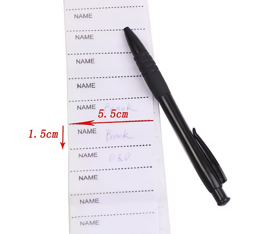 Set Textiel Naam Labels ‘’Name’’ - Wasbare Kleding Etiketten - Kinderkleding Naam Tags - Opstrijk Naamlabels - SET 100 Stuks + Pen Zwart