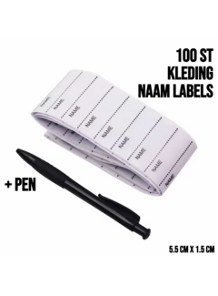 Allernieuwste.nl® Textiel Naam Labels ‘’Name’’ - SET 100 Stuks + Pen Zwart