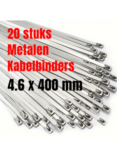Allernieuwste.nl 20 STUKS RVS Metalen Kabelbinders - 4.6 x 400mm