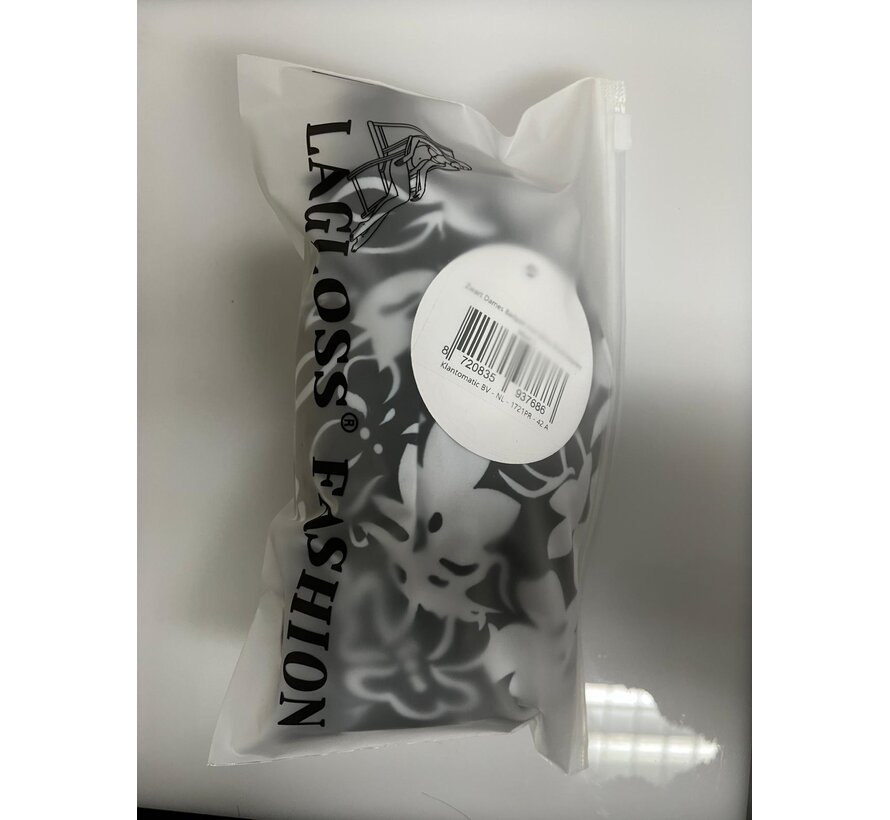 LaGloss® Zwart Dames Badpak met Witte Bloemenprint - Open Rug – Ronde hals – Stretch Zwempak – Zomermode – Beach fashion – Maat L