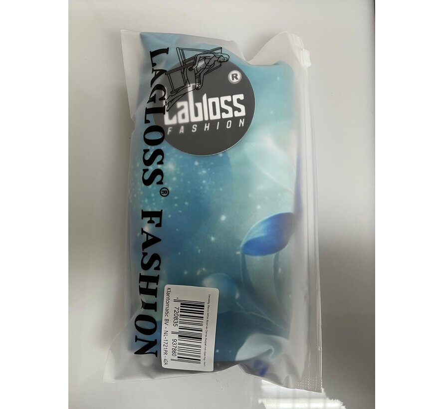 LaGloss® Eendelig Blauw-Witte Bloemen Dames Badpak met Open Rug - Sexy Zwempak – Badkleding – Strandmode – Beach Fashion – Maat XL