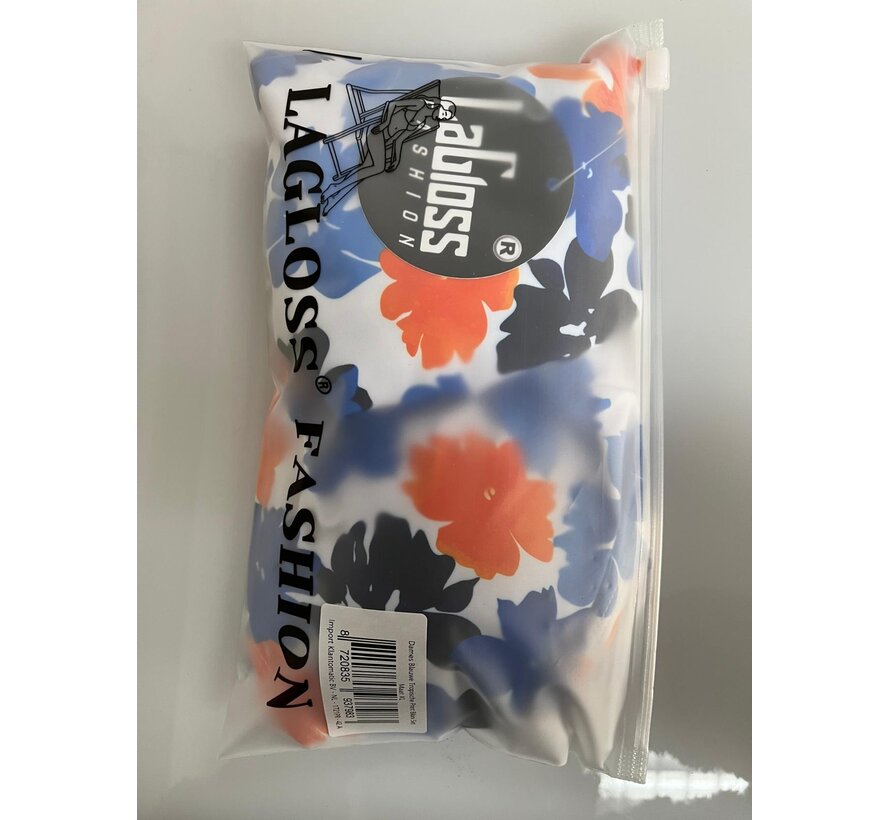 LaGloss® Dames Blauwe Tropische Print Bikini Set Met Haltertop en Omkeerbaar Broekje – Zomer mode – Beach fashion – Maat XL