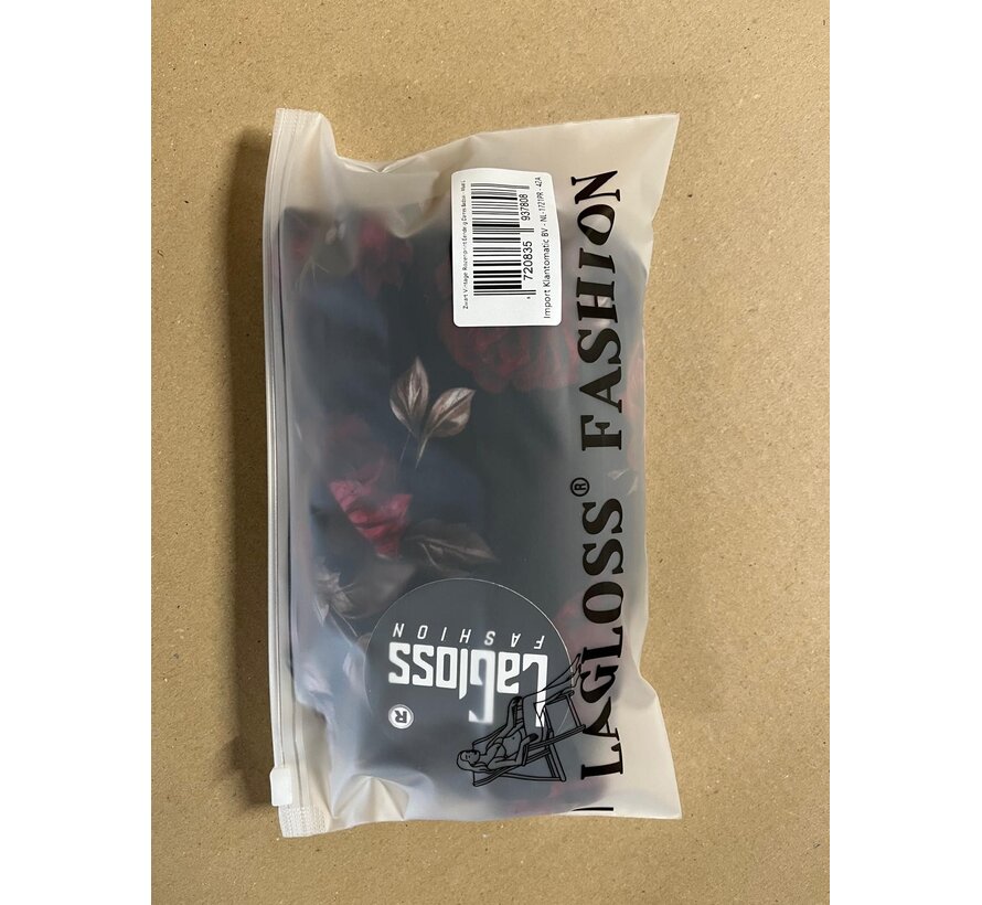 LaGloss® Zwart Vintage Rozenprint Eendelig Dames Badpak – Stretch Zwempak – Strandmode – Beachfashion – Maat L