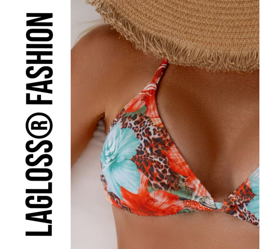 LaGloss® 3-Delige Bikini Set Dames Tropische Print met Wikkelrok Strand Set – Beach Fashion – Strandmode - Maat M