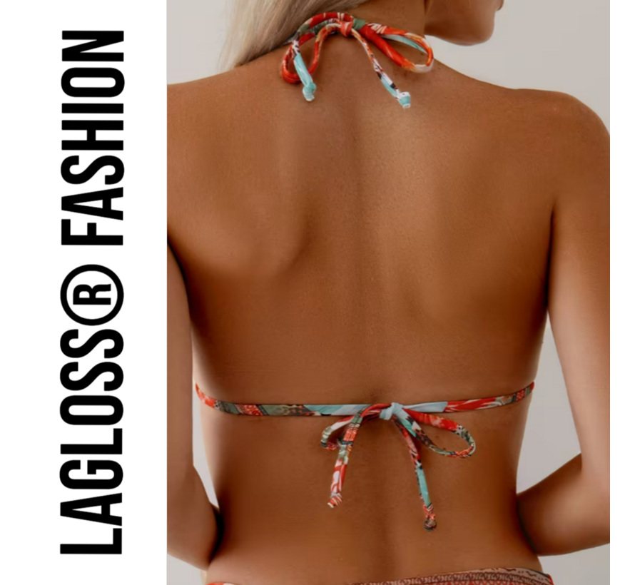 LaGloss® 3-Delige Bikini Set Dames Tropische Print met Wikkelrok Strand Set – Beach Fashion – Strandmode - Maat M