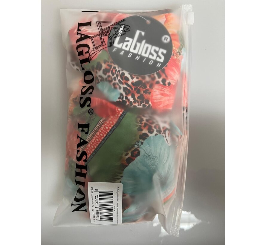 LaGloss® 3-Delige Bikini Set Dames Tropische Print met Wikkelrok Strand Set – Beach Fashion – Strandmode - Maat XL