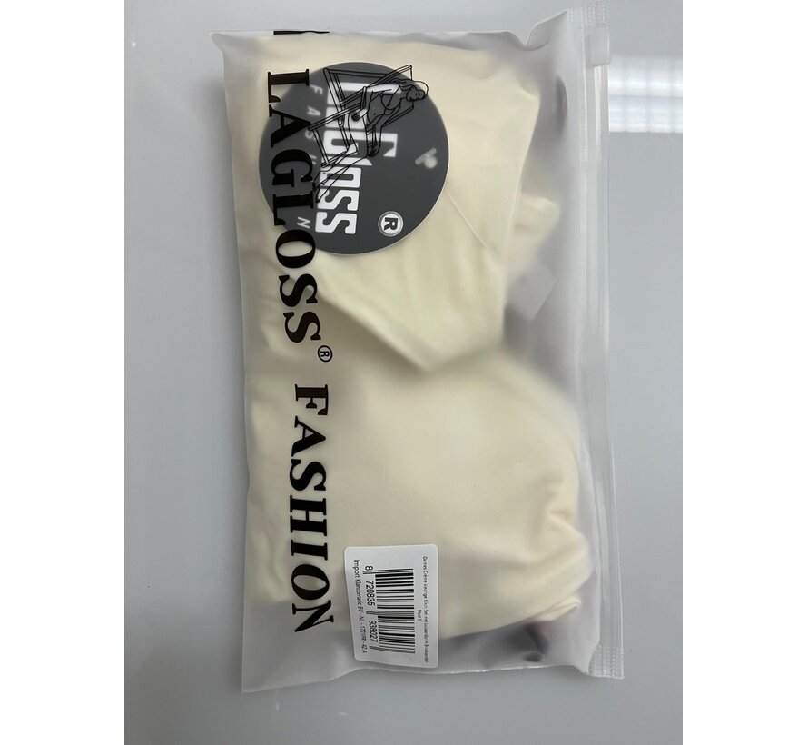 LaGloss® Dames Crème kleurige Bikini Set met Luipaardprint Bindkoorden - Halter Top – String Broekje – Low Waist – Zomer – Beach Fashion – Maat S