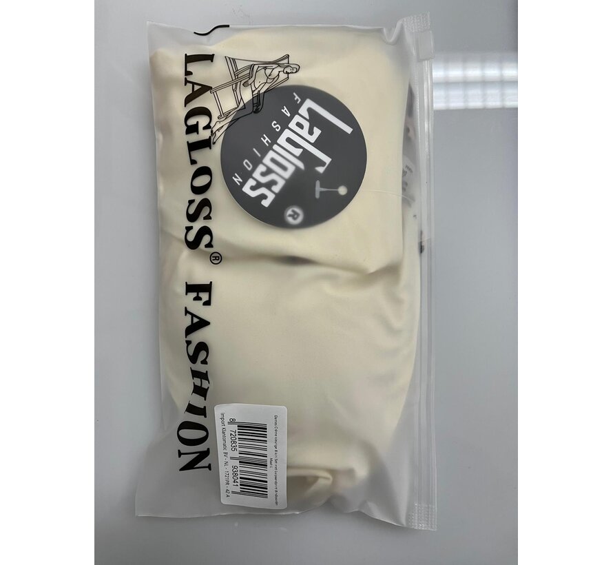 LaGloss® Dames Crème kleurige Bikini Set met Luipaardprint Bindkoorden - Halter Top – String Broekje – Low Waist – Zomer – Beach Fashion – Maat L