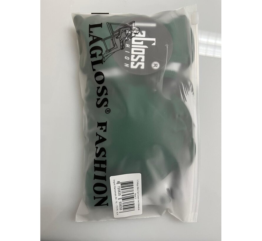 LaGloss® 3-Delige Bikini Set Groen met Wikkelrok – Strand/Beach Swimsuit - Zomer Badmode -Maat S